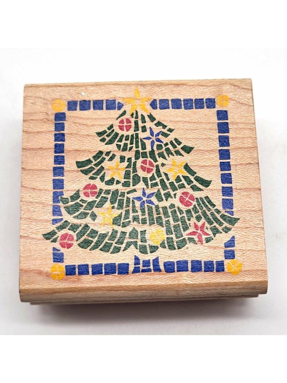 Rubber Stampede A1045E Christmas Tree Mosaic Wood Mounted Stamp Holiday